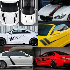 Racing Hood Side Door Fender Stripes Stickers For Race Car SUV Universal Decal