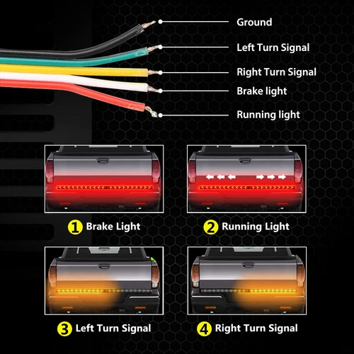 Truck Tailgate Strip LED Sequential Turn Signal Brake Tail Reverse Light Bar 40" - Picture 8 of 10