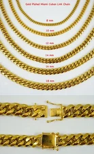 14k 24 in 6/8/10/12/14/16/18mm Gold plated Miami cuban link stainless steel 