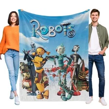 Robots Flannel Blanket 3D Print Super Soft Throw for Bed sofa Birthday Gift Kids