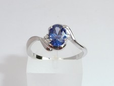 Donna argento 925 fine con finitura platino diamante e tanzanite anello