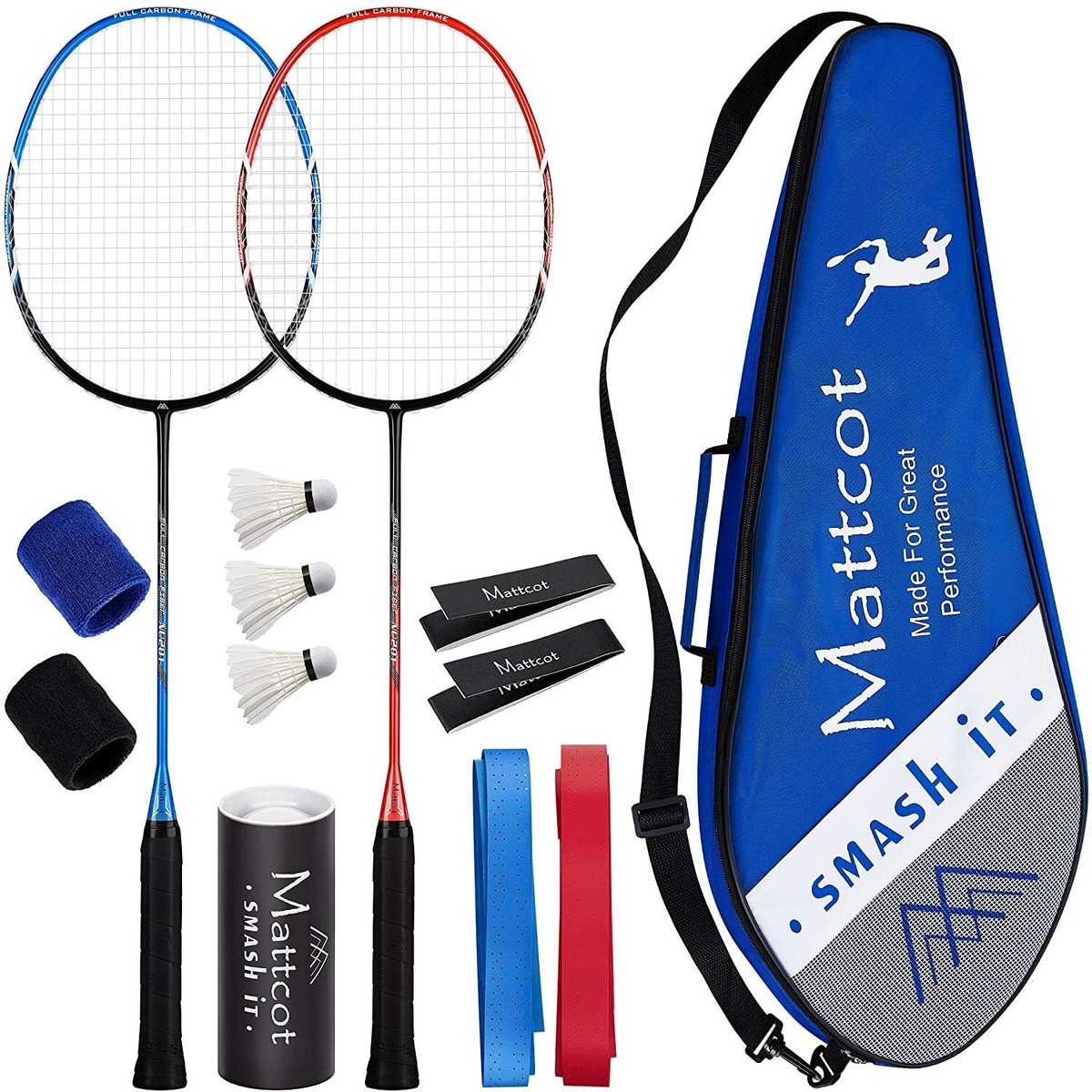 Streel Racket Racchetta Badminton Leggera 43x22cm Steel Badminton Racket Complete ...