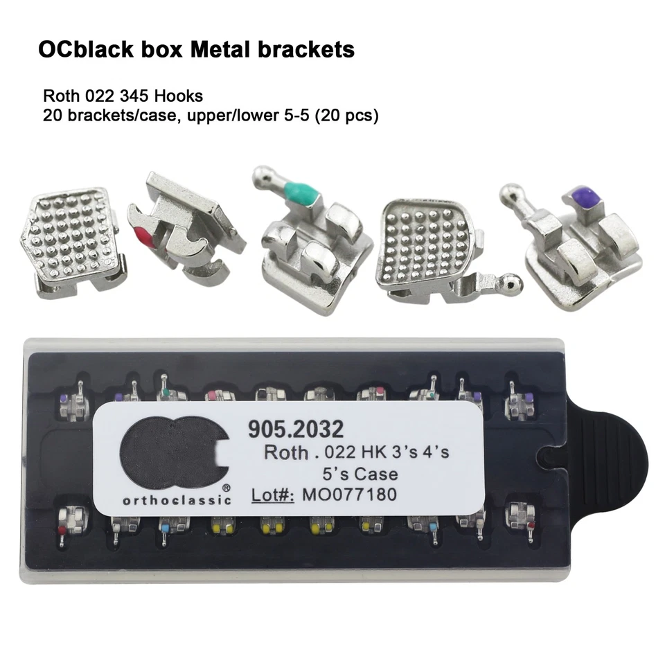 US Dental Orthodontic Metal Brackets MIM Mini Braces Roth MBT 022 018 345 Hooks - Image 2 of 4