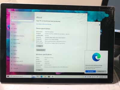 Surface Pro 6 Tablet i5-8250U 8GB 128GB SSD  12.3in Platinum Crack Screen #611