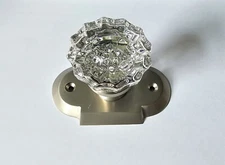 Classic Rosette w Round Crystal Glass Knob, Dummy Single Nostalgic Warehouse