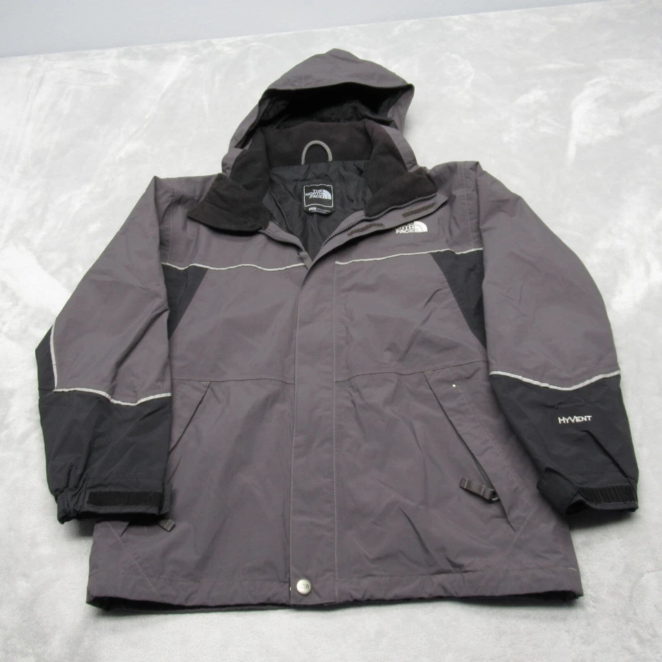 Chaqueta The North Face para niños grande gris Hyvent con capucha impermeable carcasa de intercambio Foto 2 de 4