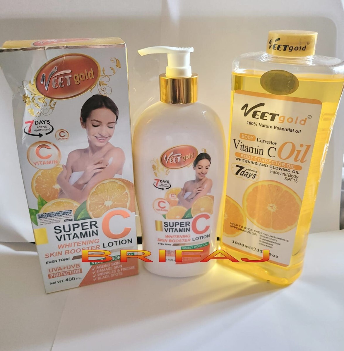 VEET GOLD VIT C BODY LOTION,& VIT C SKIN CORRECTOR OIL