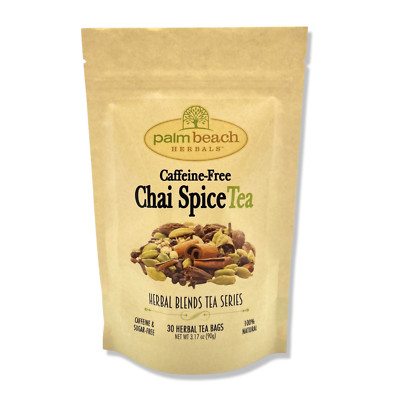 Chai Spice Blend Herbal Tea, Decaf by Palm Beach Herbals | 30ct, Caffeine-Free