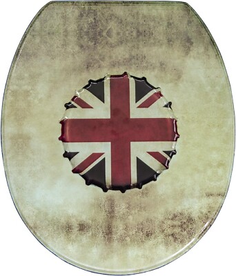 Toilettensitz mit Absenkautomatill WC-Brille Wc Deckel Union Jack Holzkern