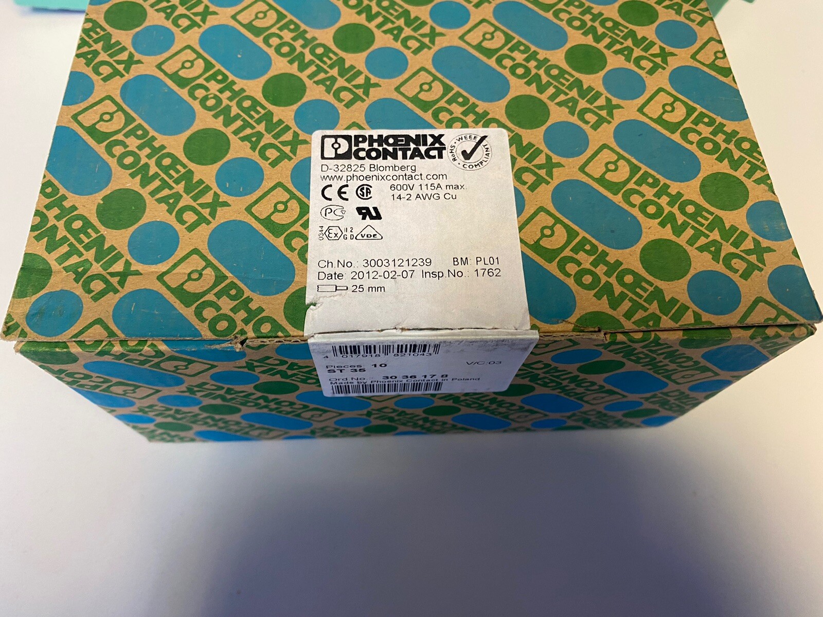 Phoenix Contact Durchgangsklemme 3036178 Typ ST 35 Preis per VPE  