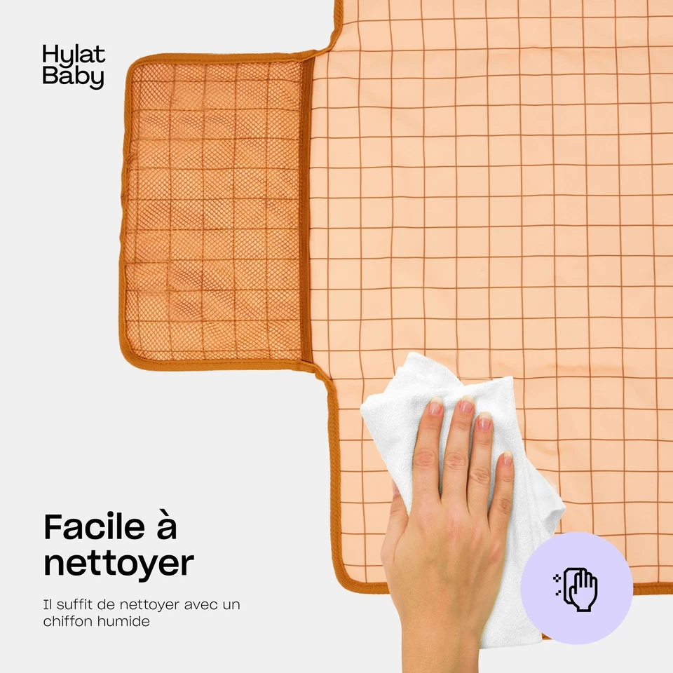 Hylat Baby Matelas à langer portable - pliable et résistant à l'eau - Marron - Photo 4/4