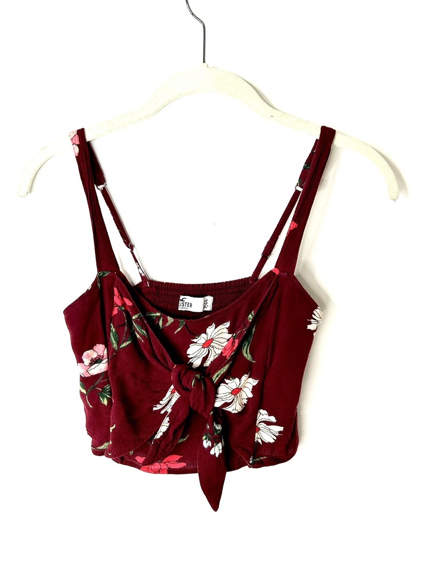 Hollister Purple Floral Size XS Lined Bralette Halter Crop Top