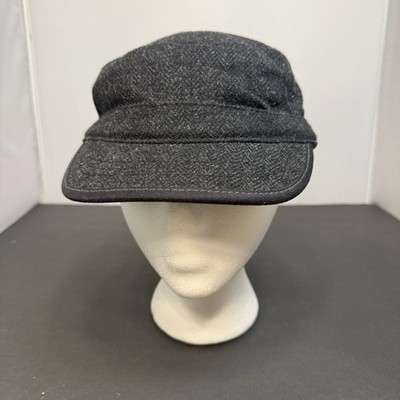 Gap Grey Herringbone Y2K Cadet/patrol Cap Wool Blend Size Small/medium