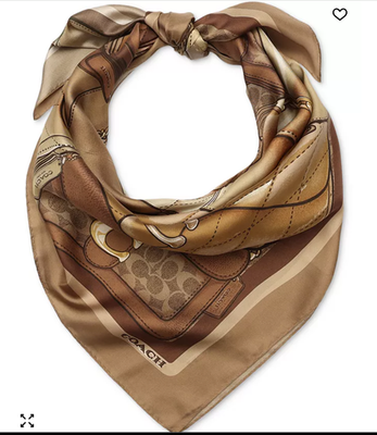 Coach Silk Scarf in Beige and Brown Signature Print UNBOXING | COACH Signature Silk Skinny Scarf in Latte - YouTube main image 3