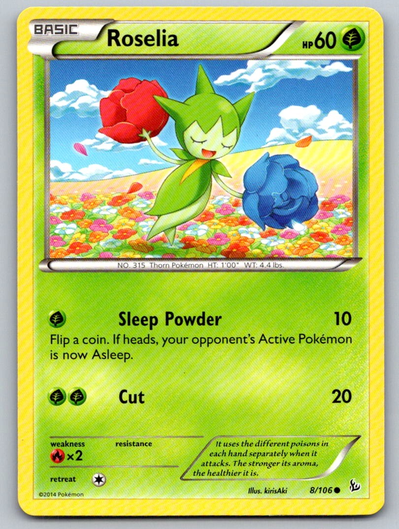 Roselia 8/106 Common Flashfire Pokemon Near Mint