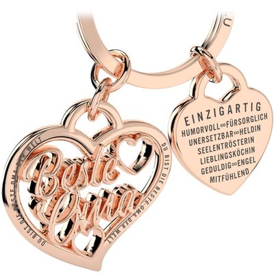 LANOLU Schlüsselanhänger ''Beste Oma'' Herz - Roségold