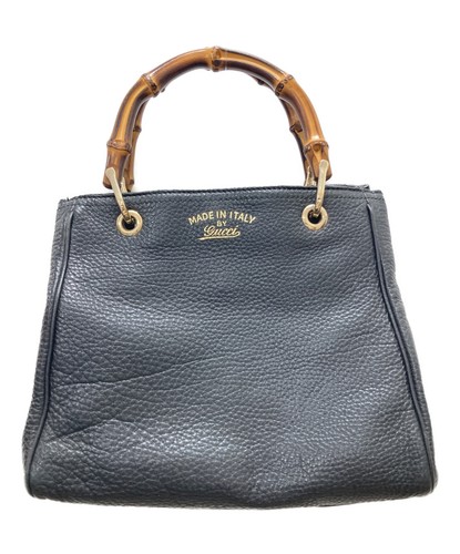 GUCCI Bamboo Handbag Black women hand tote bag purse handle From Japan