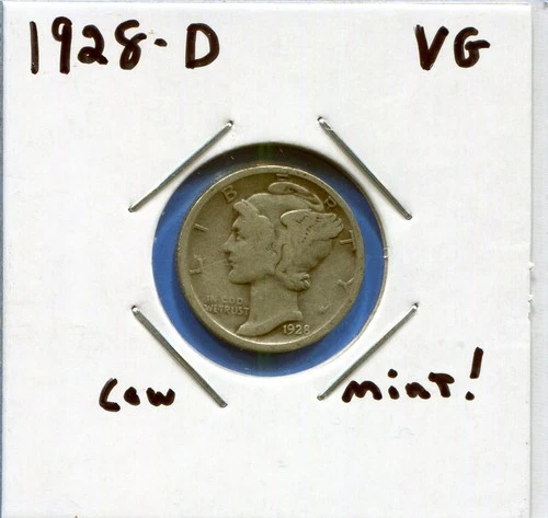 W@W 1928-d MERCURY DIME !!!! ( Lower Mintage !!!! )  VG  !!!!!
