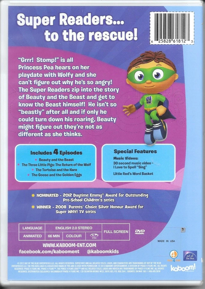 SUPER WHY-BEAUTY AND THE BEAST-1 DVD SET-2012-ENGLISH-FREE SHIP IN CANADA - Image 3 of 4