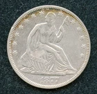 1877 Liberty Seated Silver 50c Half Dollar  - XF Details Cleaned