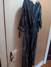 Michael Kors NWT Petal Crepe Ruffled Wrap Dress Womans XL Midnight Blue