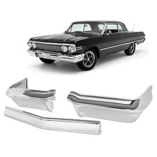 3 Pieces Set New Chrome Steel Front Bumper Panel Plated For Chevy Impala 1963 3 Pieces Set New Chrome Steel Front Bumper Panel Plated For Chevy Impala 1963