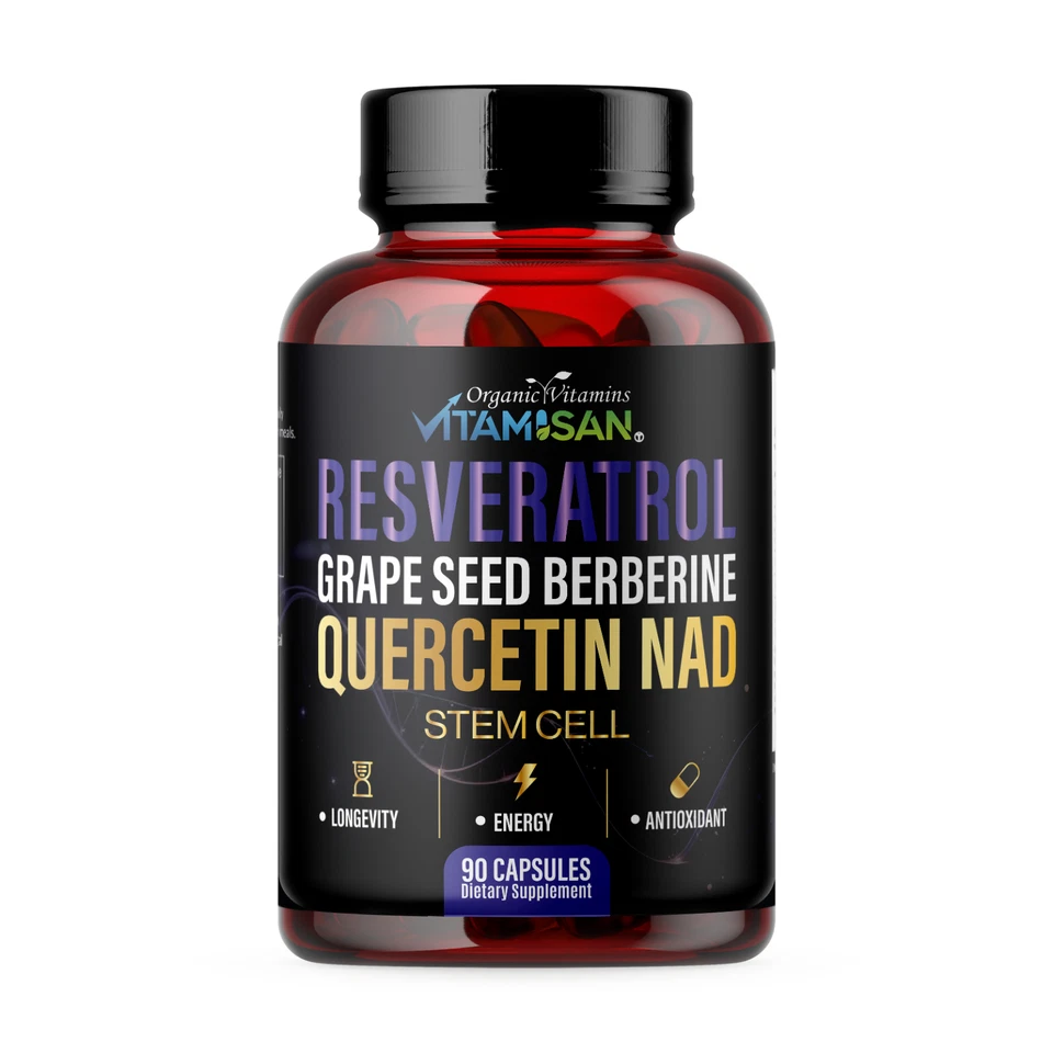 NAD+ 抗衰老能量聚焦剂和烟酰胺核苷白藜芦醇补充剂 — 第 2/4 张图片