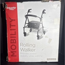 NUEVO Andador con ruedas plegable Equate con asiento negro CAJA DAÑADA