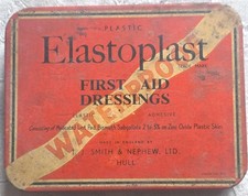 Red Elastoplast First Aid Dressings Empty Tin T.J SMITH NEPHEW Authentic Vintage