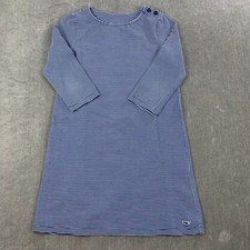 Vineyard Vines Girls M 10-12 Blue Striped Knit Dress Button Shoulder Nautical