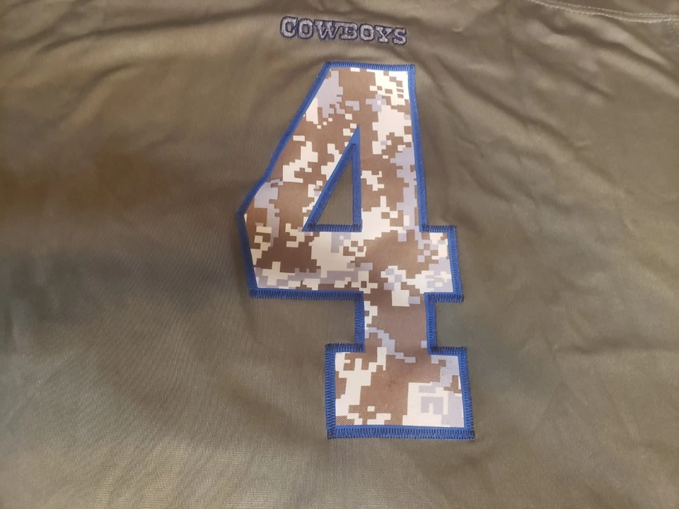 Camiseta deportiva Dallas Cowboys Nike Salute to Service #4 Dak Prescott - verde camuflaje XXL Foto 3 de 4