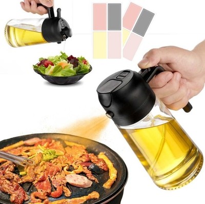 16oz 2-in-1 Olive Oil Spray and Pour Dispenser for Cooking with Sticker Labels