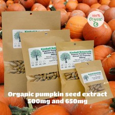 Organic Pumpkin Seed Extract cucurbita pepo 500mg or 650mg vegetarian or