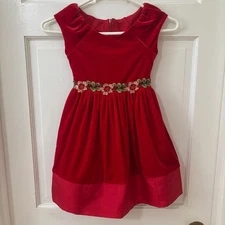 VTG Bonnie Jean Red Velvet Holiday Christmas Ruffle Petticoat Dress Girls Size 5