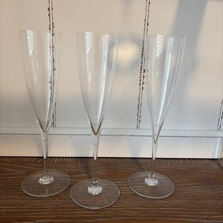 Set of 3 Baccarat France Dom Pérignon Crystal Champagne Flutes 9 1/4"