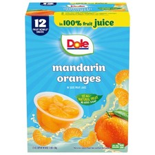 Dole Fruit Bowls Mandarin Oranges in 100 Juice Snacks, 4oz 12 Total Cups, Gl...