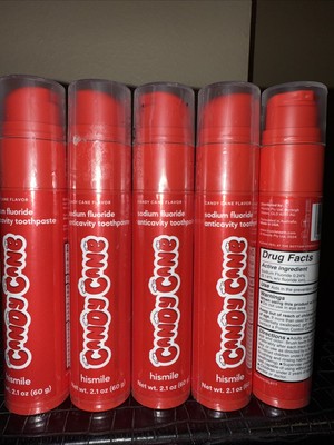 Qty 5- HISMILE 2.1oz CANDY CANE FLAVOR FLUORIDE TOOTHPASTE-EXP. 08/2026 Sealed