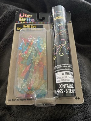 Lite-Brite Peg/Paper Refill-100 Pegs,8 Templates (fit Light Bright Magic Screen)