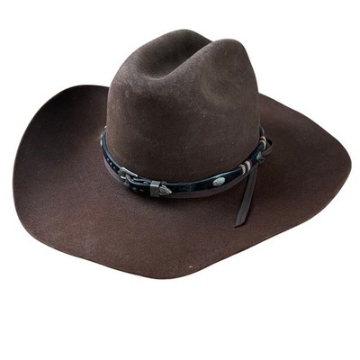 Brown Western Felt Cowboy Hat with Decorative Concho Band Vintage Brown Felt Western Cowboy Hat 7 1/8 w Concho Band +  main image 2