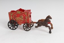 Vintage Cast Iron Metal Circus Horse Drawn Carriage Lion Cage Red ANTIQUE STYLE