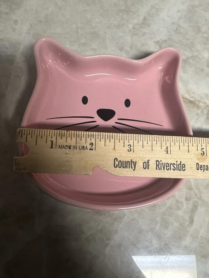 Pink Whisker City Cat Face Ceramic Dishes, Set Of 2 - Image 3 of 4