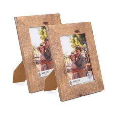 Rustic Barnwood Picture Frames 5x7 - Set of 2 - Natural Reclaimed Wood Real G...