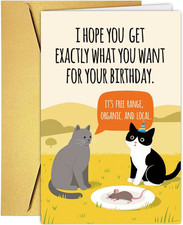 Funny Cat Birthday Card for Him Her, Happy Birthday Card for Cat Dad Mom Family