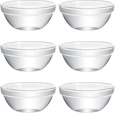 6Pcs Glass Food Bowls Multi-Functional Pudding Containers for Desserts Heat Cold