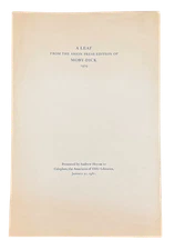 Andrew Hoyem / Leaf from the Arion Press Edition of Moby-Dick 1979 Cover Title