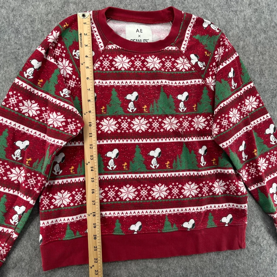 Suéter polar American Eagle AE x Peanuts para mujer S rojo Snoopy Navidad Foto 4 de 4