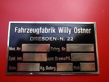 Typenschild Willy Ostner