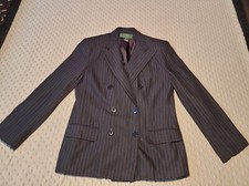 Ralph Lauren Blazer Petite 10p Navy Blue Pinstriped Work or Casual