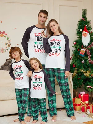 UK Family Matching Christmas Pyjamas Adult Kids Xmas Nightwear Pajamas Pjs Set