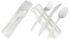 MT Products Plastic Cutlery Set – Individually Wrapped Silverware - Pack of 50
